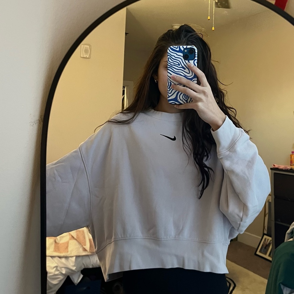 Lavender Mockneck Oversized Nike Crewneck
